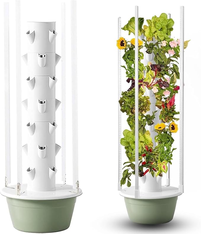 Hydroponics Growing System Kit &amp Vertical Indoor Garden Planter Smart Herb Garden Soilless Cultivation Herbs Fruits Vegetables Vertical Planter Tower Yard Kit9Layers/36Pots