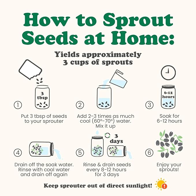 Food to Live Organic Spicy Mix of Sprouting Seeds 1.5 Pounds — Non-GMO Broccoli Radish Alfalfa Raw Rich Germination Rate Non-Irradiated Pure Kosher Vegan Superfood Bulk Rich Sulforaphane