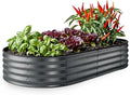 Plant &amp Plot Galvanized Raised Garden Beds Outdoor // 6×3×1 ft Planter Raised Beds for Gardening Vegetables Flowers // Large Metal Garden Box // Patented Tool-Free Design (Dark Gray)