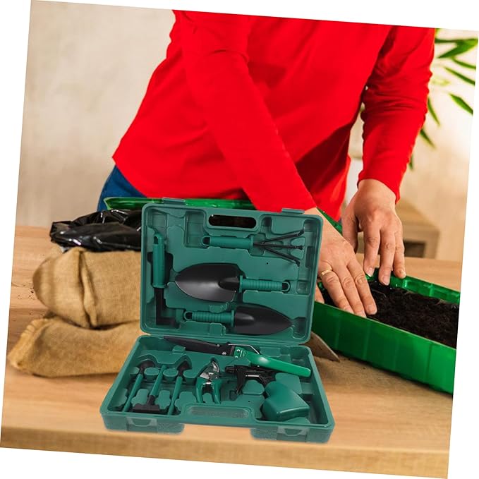TOYANDONA Garden Tool Set Kit Shovel Rake Shear Sprayer Storage Case Heavy Duty Tools for Gardening Planting Weeding