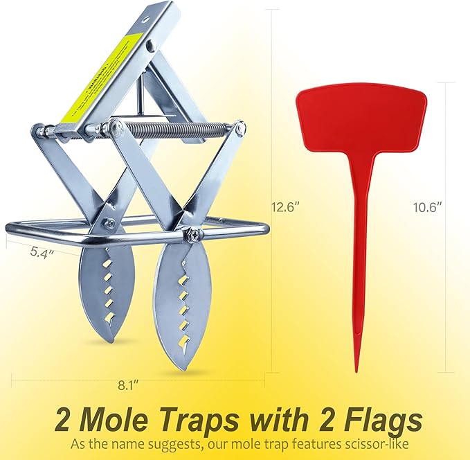 Mole Trap Scissor 2 Pack Upgraded Mole Traps for Lawns That Kill Best Galvanized Steel Mole Killer Easy Step Setup