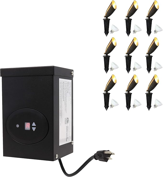 GKOLED Solid Brass Landscape Spotlights (MR16 Bulb Included) with 120W Low Voltage Transformer