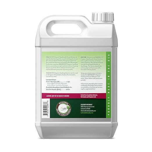Organic Seedling Fertilizer 1 Gal CDFA Organic Registered. Plant Care Fertilizer for Vegetable Gardens Like Tomato Cucumber Beans Carrots and All Other Plants