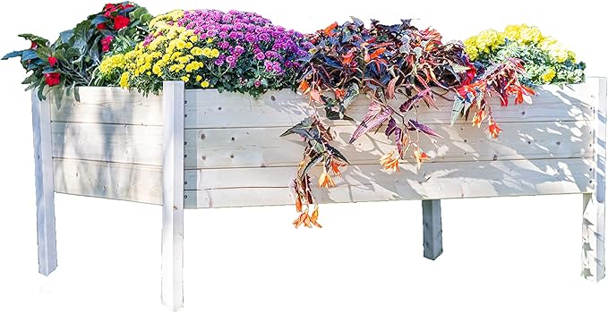 Zylina Wood Raised Garden Bed - X-Large 48x36x22 Raised Planter Boxes for Outdoor w/Legs Garden Beds Outdoors Grow Vegetables Herbs and Beautiful Flowers on Patio Balcony or Backyard.