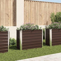 Brown Galvanized Steel Raised Bed 39.4x39.4x30.3 in Outdoor Planter Box for Vegetables Open Bottom Easy Assembly