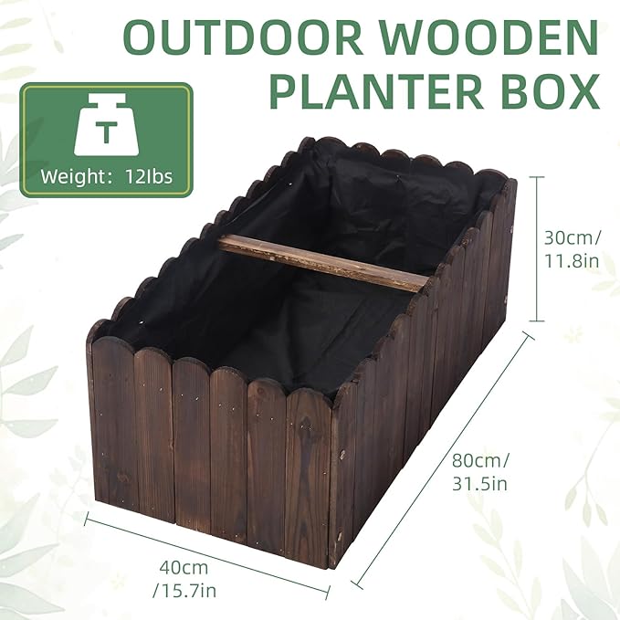 32 x 16 x 12 Outdoor Wooden Garden Bed Wooden Planter Box Garden Planters Boxes for Vegetables/Garden/Lawn/PatioAcorn Brown