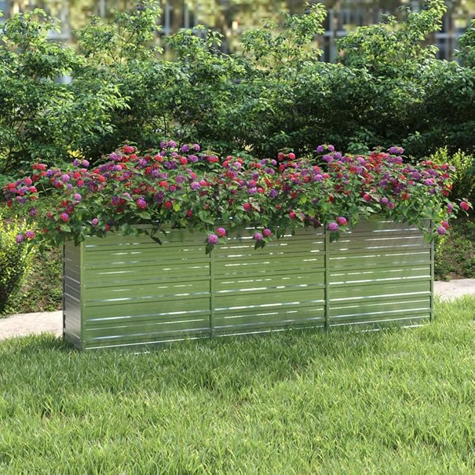 SKM Garden Raised Bed 94.5x15.7x30.3 Galvanized Steel Silver-68871026