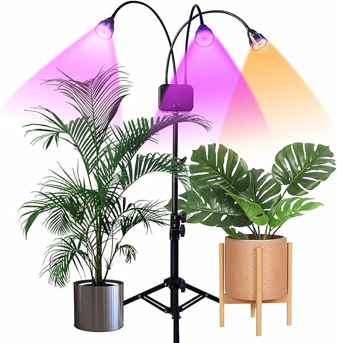 Plant Grow Light with Stand Full Spectrum 60W LED Floor Plant Lamp for Indoor Plants GrowingHeight Adjustable Plant Lamp Timer 3/9/12H
