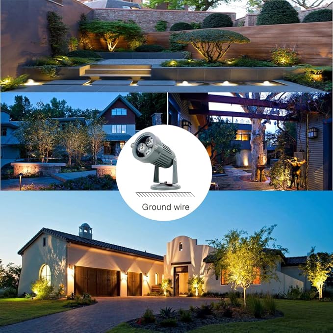 Kiven LED Outdoor Landscape with Automatic Timer 3W Spotlight Fixture Waterproof 110V with Plug Cast-Aluminum IP65 Warm White Ground Lights Garden Decoration Wall Light for Patio Pathway Lawn Yard