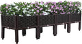 61.4x15.35x14.96in Raised Garden Beds with Legs 4 Piece Plastic Planter Box Elevated Plant Pots for Vegetables Flowers Herbs Garden Boxes with Drain Outlet (1)