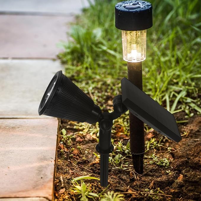 Solar Spotlights Outdoor Waterproof Landscape LED Spot Lights with 4 Warm LEDs 3 Lighting Modes Solar Powered Lawn Garden Patio Protective Tree Lighting