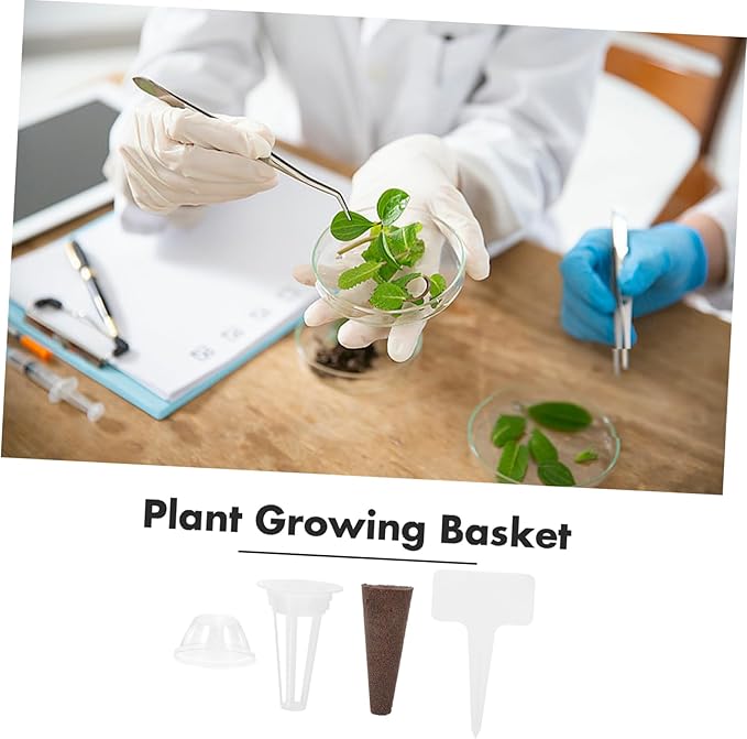 4sets Hydroponic Growing Kit Soilless Planting Pots Grow Basket Insulation Lids Sponge for Indoor Seed Planter