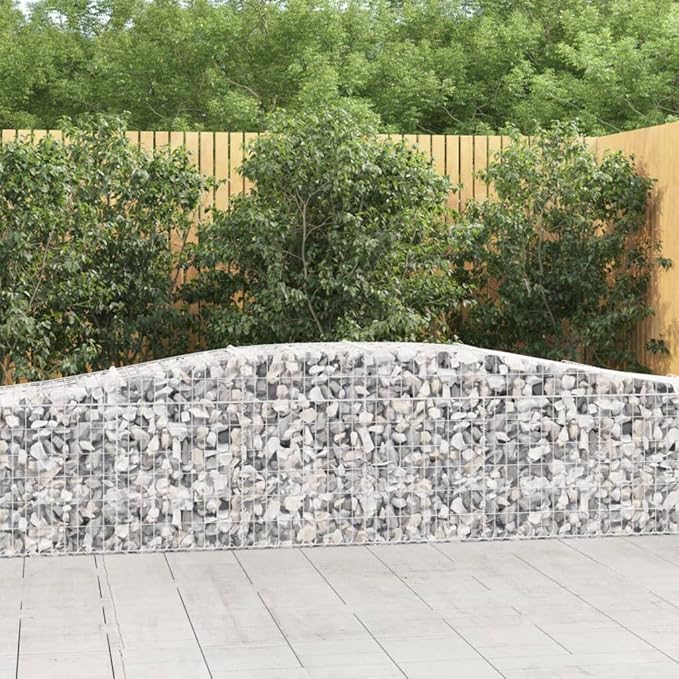 2-Pack Gabion Basket Planter Set 157.5x19.7 Galvanized Iron Decorative Inlays Modern Rectangular Garden Bed for Outdoor Patio Backyard &amp Landscape