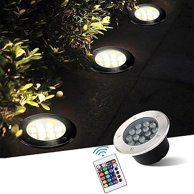 LED Landscape Lights - Outdoor Buried Lights Recessed Underground Lamp IP67 Waterproof Garden Ground Lights Landscape Decor Lighting Spotlight for DrivewayRgb-9W
