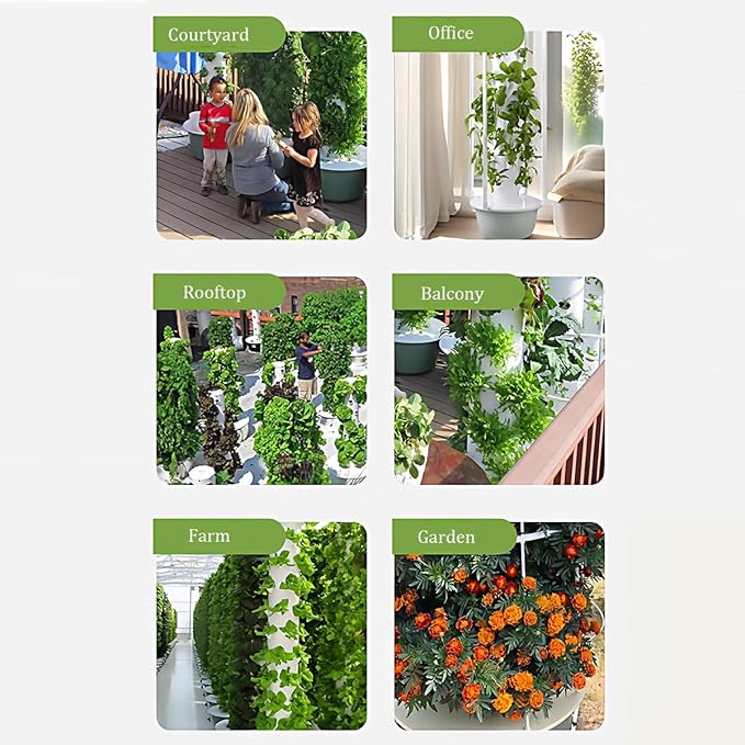 Hydroponics Tower Indoor Growing System Vertical Hydroponic Vegetable Growing Machine with Pump And Movable Water Tank Garden Planter Indoor Smart Garden Kitfor Both Indoor And Outdoor28 holes