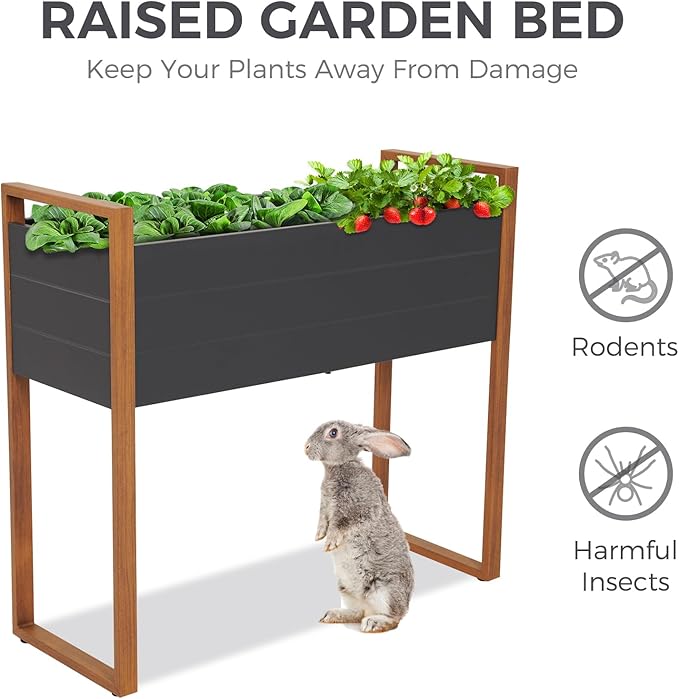 Grand patio Outdoor Planter Boxes Combo Metal Raised Garden Beds with Legs Rectangular Elevated Garden Planter Boxes for Herb Vegetables Flowers Fruits