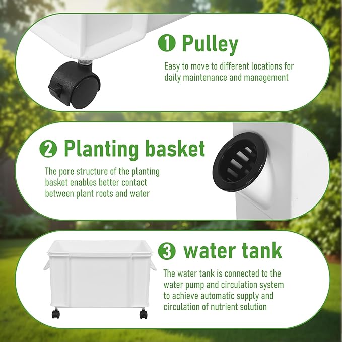 Movable Hydroponic Tower with Water Pump &amp Wheels 20-Plants Vertical Planter Tower Movable Hydroponic Growing System Kit 5 Layers Herb Garden Planter Indoor Kit for Gardening Lover White 1