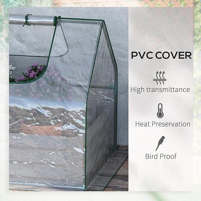 6' x 3' Galvanized Raised Garden Bed with Mini PVC Greenhouse Cover