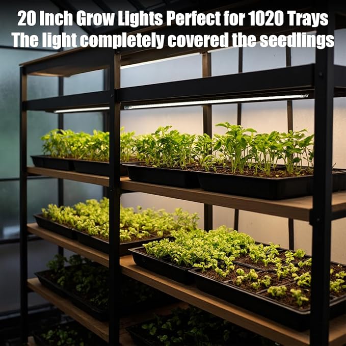 20 Inch Grow Light for Seed Starting for 1020 Trays Full Spectrum LED Hydroponics Growing System Lights Indoor Greenhouse Plant Lamp 8/12/16H Timer &amp Dimmable Grow Lamp 4 Pcs
