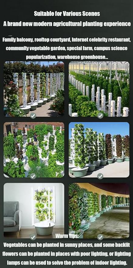Hydroponic TowerVertical Farming Garden PlanterSoilless Cultivation Vertical Hydroponic Garden TowerAuto Water Circulate Hydroponics Growing Tower Black-9layers+climbingframe