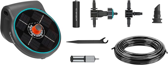 Gardena 13300-20 AquaBloom Solar-Powered Irrigation Pump/Timer Set: Water 20 Indoor/Outdoor Plants up to 13ft High All Year Long No Electricity/Water Connection Needed - Made in Germany