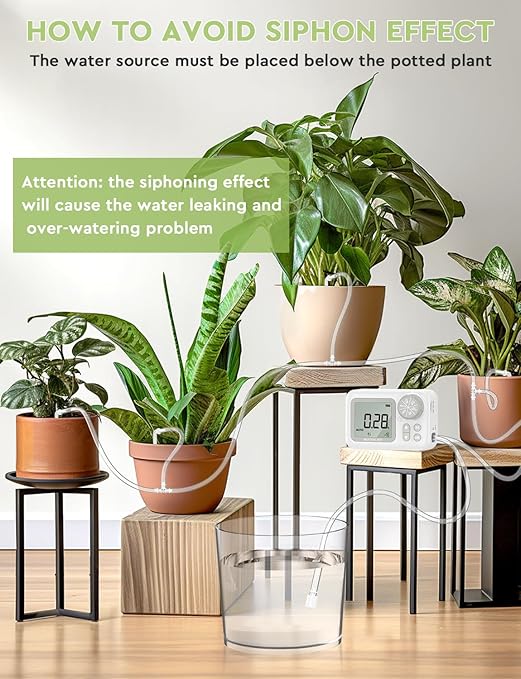 Automatic Watering System 15 Potted Indoor Houseplants Support Plant Waterer Vacation Plant Watering Devices with Digital Programmable Water Timer