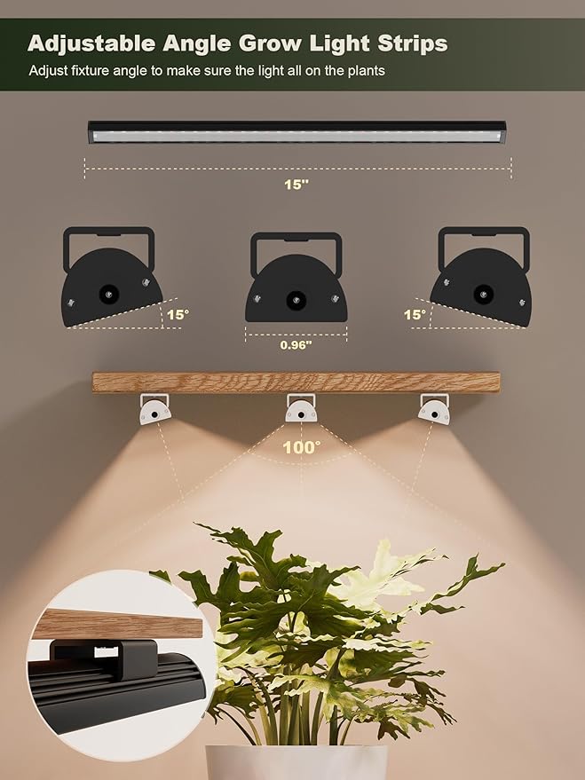 GLOWRIUM Smart Grow Lights for Indoor Plants with APP Full Spectrum Grow Lights for Seed Starting G6 Plant Light Strip with auto Timer 3 Angle dimming Levels for Plant Shelf 2-Pack (Black 16W)