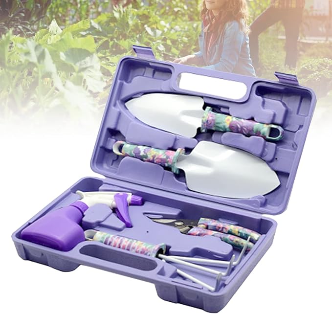 Garden Tools Set Metal Plastic Comfortable Hand Feel Gardening Kit Multifunctional Gardening Tool Set for Yard Care Children's Living Practice(Color 2)