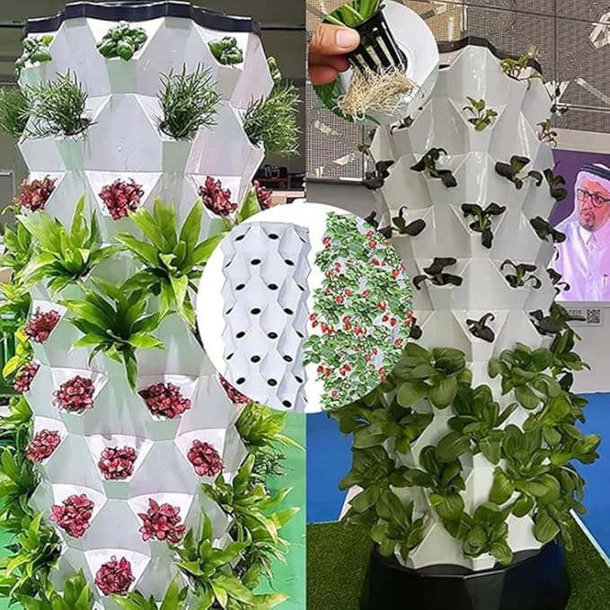 Hydroponic Tower Self-Watering Growing kit 48/64/80 Plants Sites Indoor Vertical Gardening Grow Kit Farm Greenhouse Hydroponic Grow kit with Water Pump Net Pots6Floors