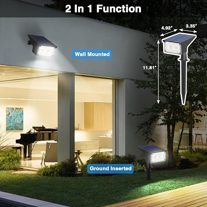 ZJOJO Solar Lights Outdoor Waterproof IP65 Solar Spot Light 40 LED 4 Lighting Modes Solar Powered Garden Yard Spot for Outside Landscape10 Pack