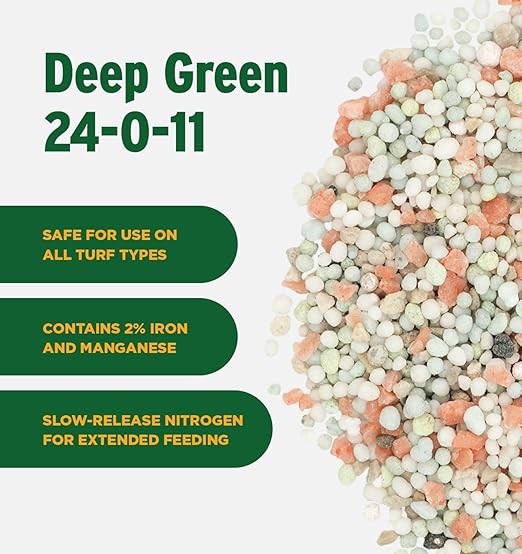 The Andersons Deep Green 24-0-11 Professional-Grade Lawn Fertilizer with 2% and Slow Release Nitrogen - Covers up to 1000 sq ft (40 lb)