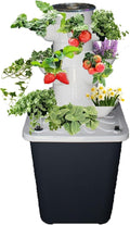 Hydroponic Grow TowerSilent Pump Garden Growing System with Water Tank Automatic Watering Hydroponic System for Herbs Fruits Vegetable(Gray15holes)