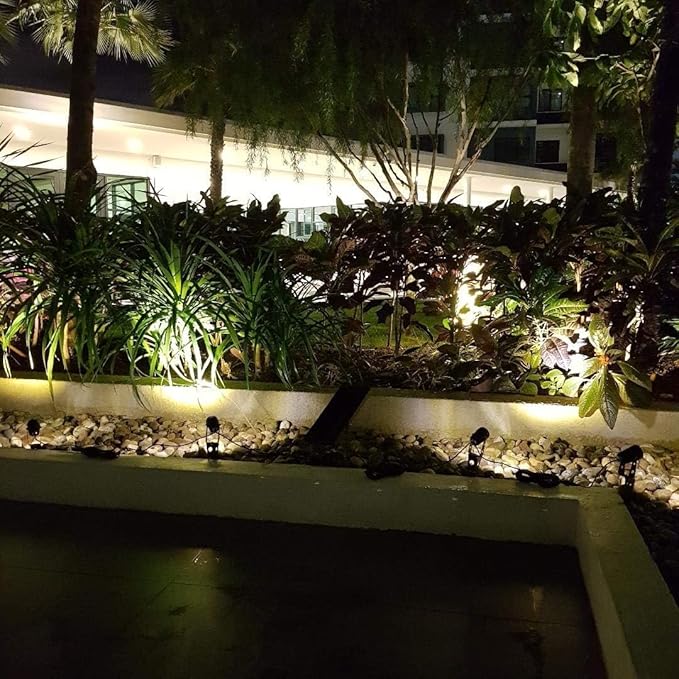 4-Spotlight Mini 50X Solar-Powered LED Spotlight (Cool White LED) Black Finish Outdoor Garden Yard Landscape Downlight