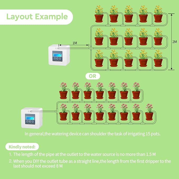 Upgraded DIY Automatic Drip Irrigation Kit 15 Potted Houseplants Support Indoor Watering System for Plants with Digital Programmable Water Timer