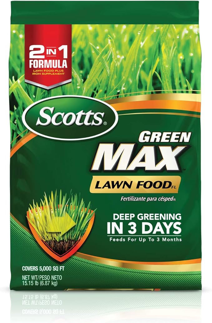 Scotts Green Max Lawn FoodFL Lawn Fertilizer Plus Iron Supplement for Greener Grass 5000 sq. ft. 15.15 lbs.