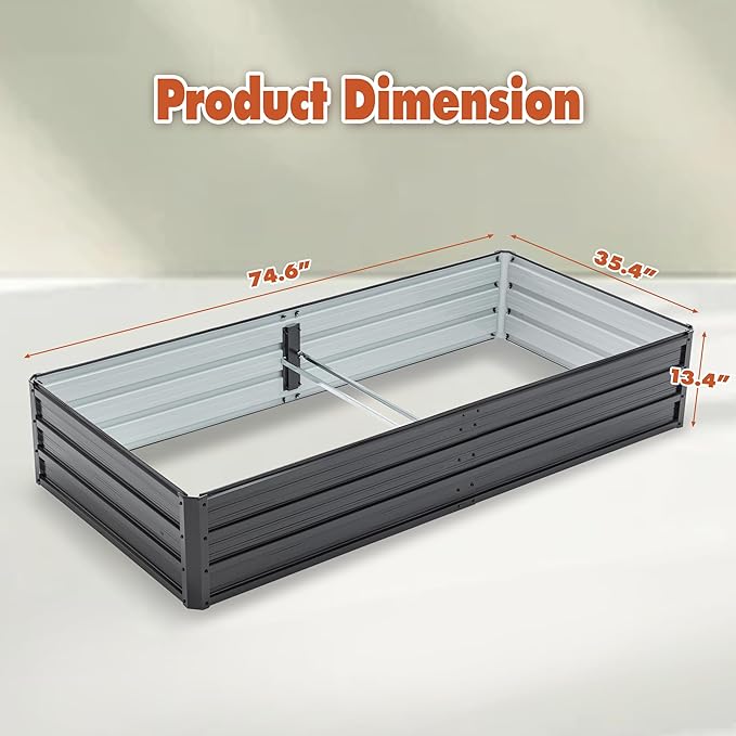 Galvanized Raised Garden Bed Kit Outdoor 6X3X1FT Metal Planter Boxes Set Large Rectangle Planters Garden Vegetable &amp Flower Beds for Herbs Fruits Planting Backyard Patio