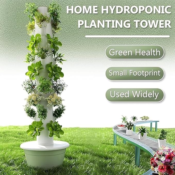 Vertical Hydroponics Tower Growing System | Indoor Smart Garden Kit with Pump &amp Movable Water Tank | Vertical Garden Planter for Hydroponic Cultivation(Size:9 Layer)