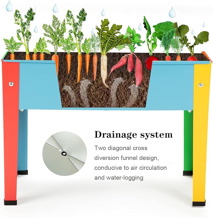 Metal Raised Garden BedRaised Planter Box with LegsHerbs and Vegetables Planter Suitable for Outdoor Patio Deck and Porch (Multi Color)