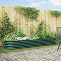 Metal Steel Garden Raised Bed for Gardening Metal Planter Box for Vegetables Fruits Flowers Easy Assembly 126x31.5x17.3 Green-868