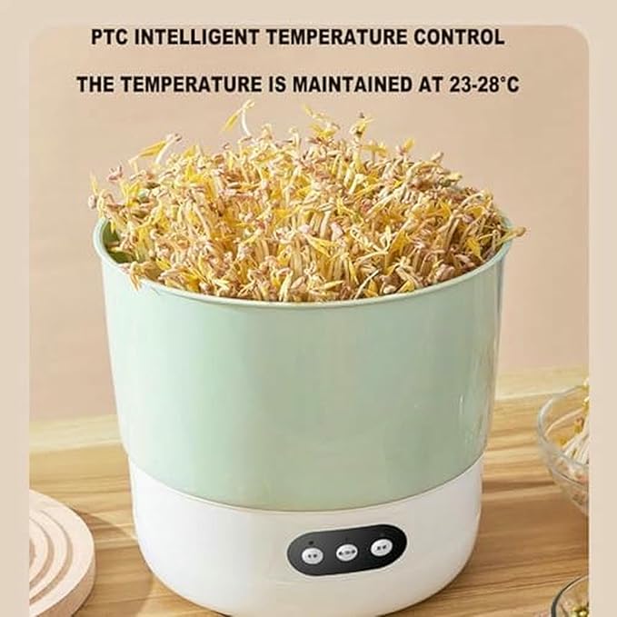 Smart Bean Sprout Machine Bean Sprouter Growing Machine with 2 Layer Large Capacity 3 Different Seasons Modes 360°Sprinkling Sprouting Kit for Radish