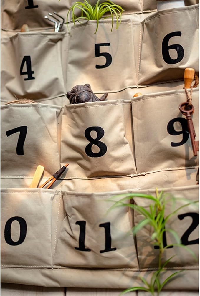 Garden Tool Storage Bag Hanging Wall Canvas Garden Organizer with 12 Pockets Large Organizer Bag