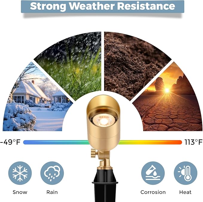Gardencoin Solid Brass Outdoor Landscape Spotlights 12V LED Low Voltage Wired Waterproof Landscape Lighting Accent Lights for Yard Tree Wall Gold Up Lighting Fixture Without MR16 Bulb(2 Pack)