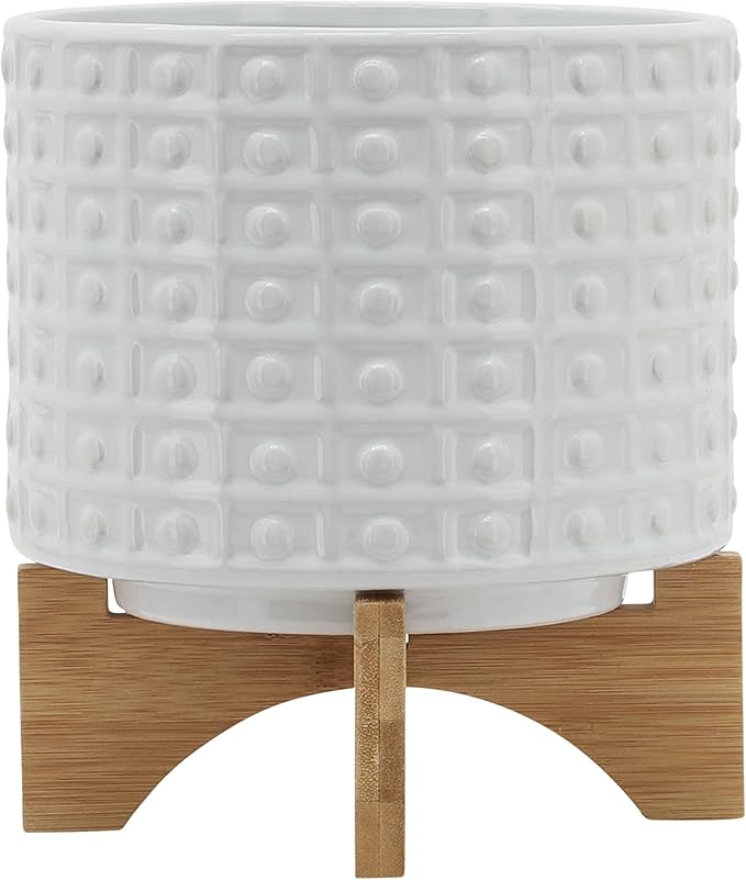 Generic 8 Dotted Planter W Stand White