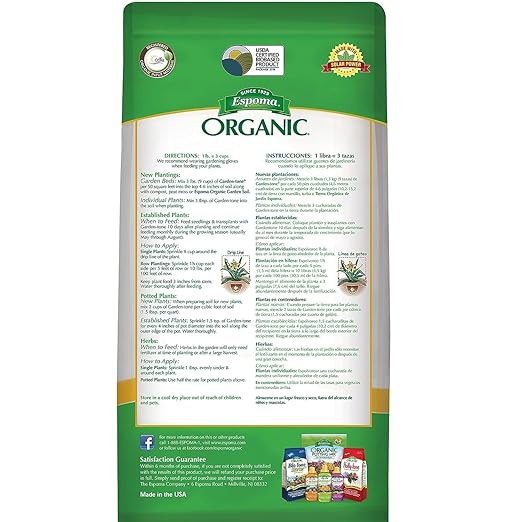 Espoma Organic Garden-Tone 3-4-4 Organic Fertilizer for Cool &amp Warm Season Vegetables and Herbs. Grow an Abundant Harvest of Nutritious and Flavorful Vegetables – 4 lb. Bag - Pack of 2
