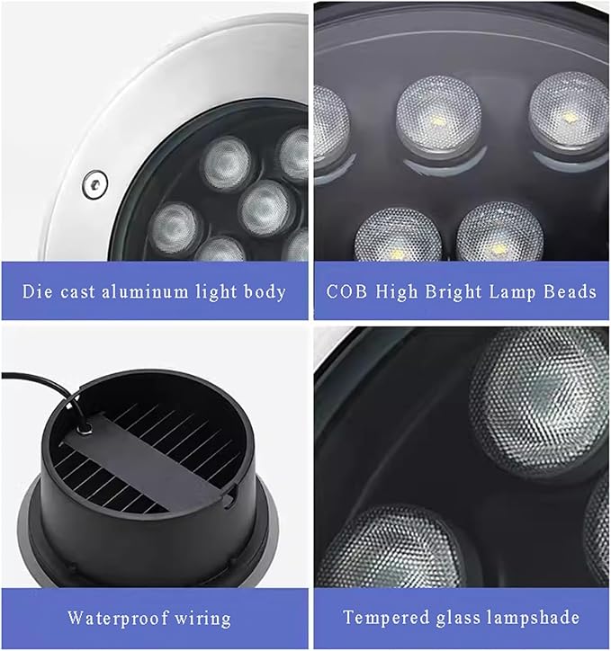 IP66 Waterproof LED Underground Light - Recessed Spotlight for Pathway Patio Garden Step Deck - 85-265V Round Landscape Lamp for Outdoor Lighting (Green 3W)