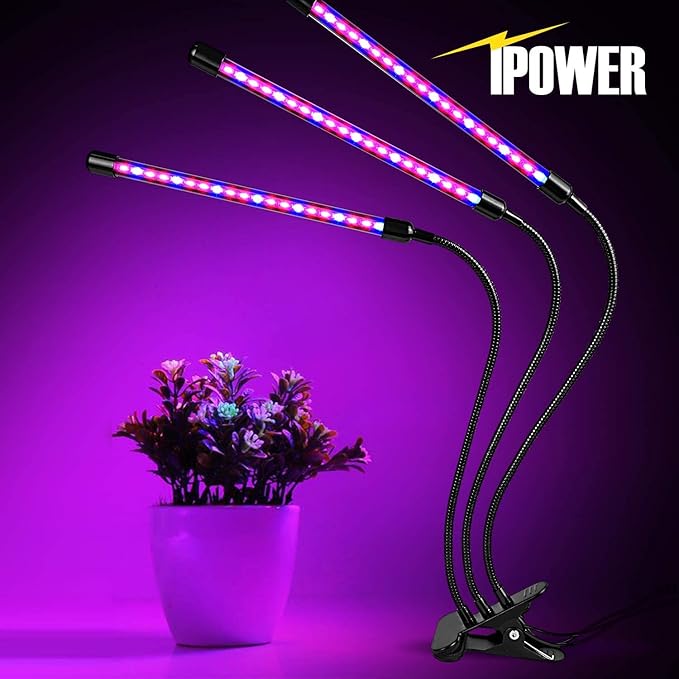 iPower iPower 15W Triple Head LED Grow Light with Auto ON/Off 3 9 12H Timing Red Blue Spectrum Adjustable Gooseneck Lamp 11 Dimmable Levels for Indoor Plant