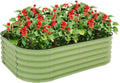 EAGLE PEAK 17'' Tall Outdoor Galvanized Raised Garden Bed Planter Planter Boxes for Outdoor Plants Vegetables Flowers and Herbs 6 in 1 Modular Design Olive Green