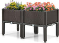 HAPPYGRILL Outdoor Raised Garden Bed 2 Raised Planter Box with Removable Legs &amp Brackets Self-Watering System Drainage Holes Raised Beds for Gardening Vegetables Fruits Flowers Herbs