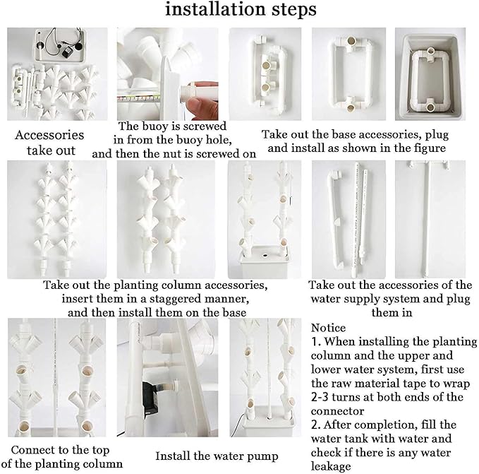 Indoor Hydroponic Growing System Freestanding Planting Tower SetPlant Vertical Hydroponics Hydroponic Planter for Herb Vegetable (C)