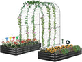 DTIG Galvanized Raised Garden Bed with Trellis 6×3×1 FT 2 Pack Outdoor Garden Bed Upgraded 4×3 Support Black